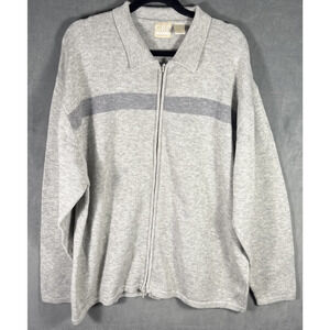 CRB Khakis Mens XL Merino Wool Blend Full Zip Sweater Jacket Gray Cozy